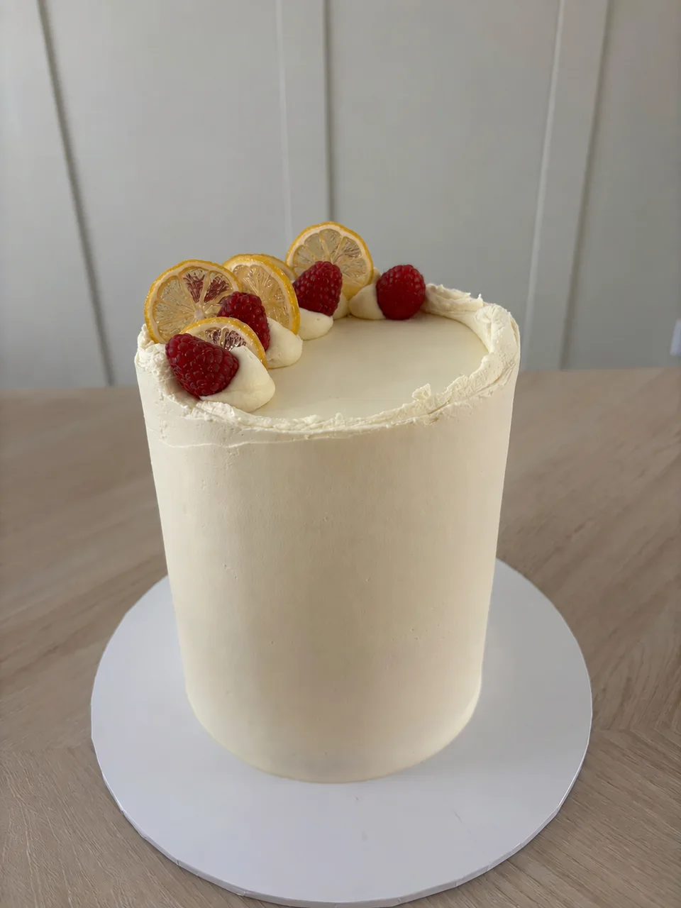 Le Mon’s real lemon and raspberry celebration cake